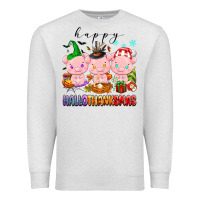 Oatmeal Heather happy hallothanksmas pigs Premium Sweatshirt - texasbilliewilder