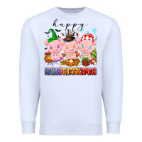 White happy hallothanksmas pigs Premium Sweatshirt - texasbilliewilder