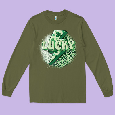 St. Patrick's Day Lucky Long Sleeve Tee Designed By Maliassmallbusiness