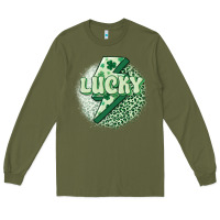 Army Green st. patrick's day lucky Long Sleeve Tee - MaliasSmallBusiness