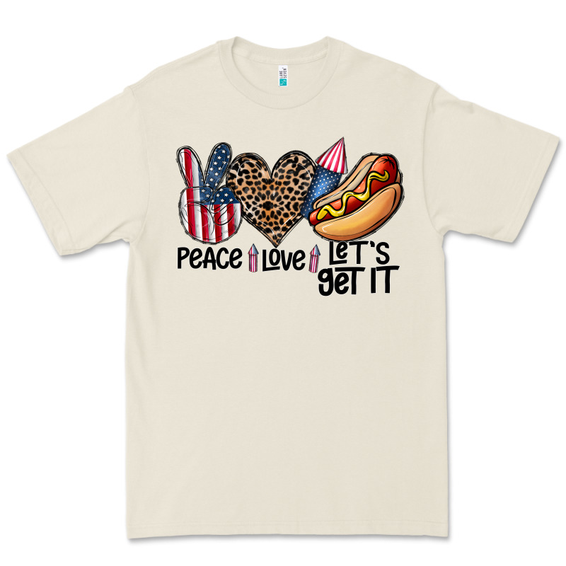 Peace Love Let's Get It Premium Tee by CowhideDigitalArt | Teevron