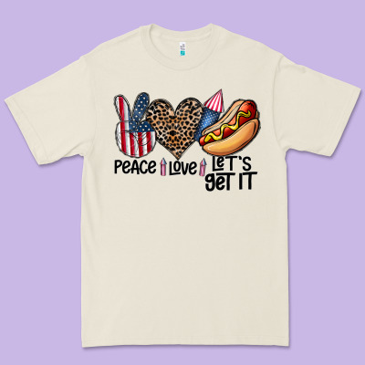 Peace Love Let's Get It Premium Tee Designed By Cowhidedigitalart