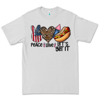 Dove Grey peace love let's get it Premium Tee - CowhideDigitalArt