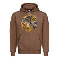 Chestnut arabian horse with sunflowers Zipper Hoodie - LillyAllenDesigns