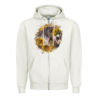 Oatmeal Heather arabian horse with sunflowers Zipper Hoodie - LillyAllenDesigns