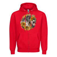 Red arabian horse with sunflowers Zipper Hoodie - LillyAllenDesigns