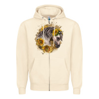 Sandshell arabian horse with sunflowers Zipper Hoodie - LillyAllenDesigns