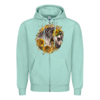 Seafoam arabian horse with sunflowers Zipper Hoodie - LillyAllenDesigns