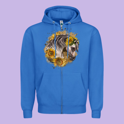 Arabian Horse With Sunflowers Zipper Hoodie Designed By Lillyallendesigns