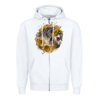 White arabian horse with sunflowers Zipper Hoodie - LillyAllenDesigns
