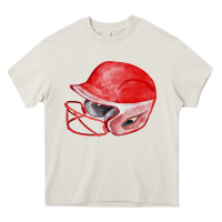 Cream red softball helmet fa element Heavy Core Tee - FaDigitalArtStudio