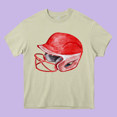 Red Softball Helmet Fa Element Heavy Core Tee Designed By Fadigitalartstudio