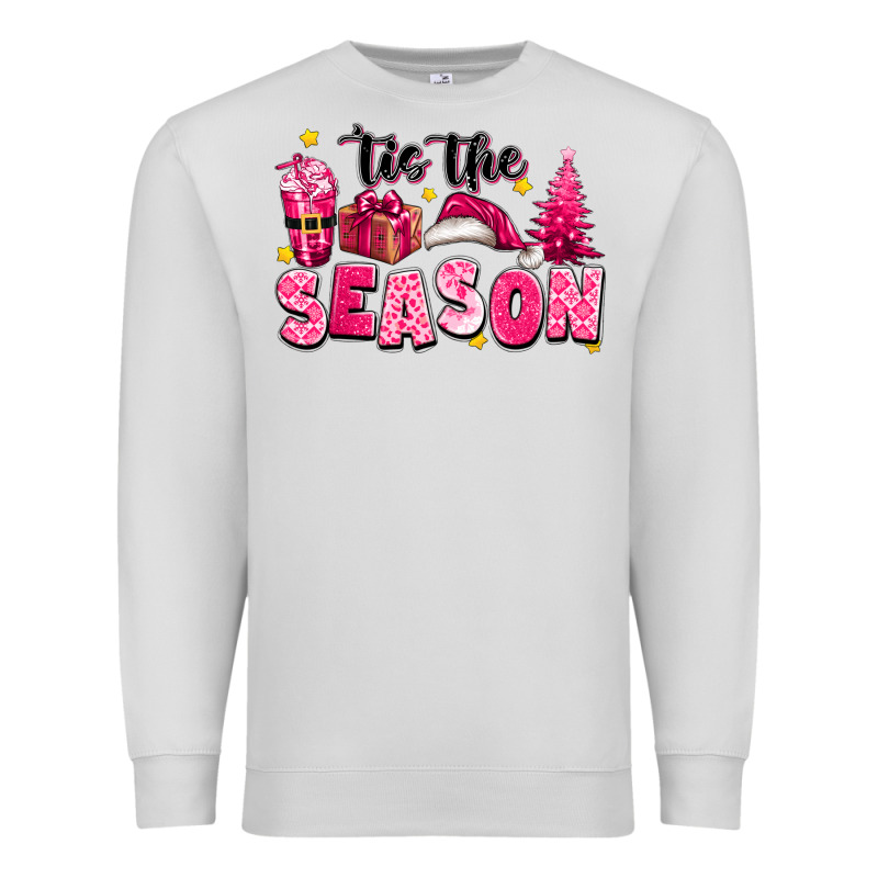 Pink 'tis The Season Christmas Premium Sweatshirt by texasbilliewilder | Teevron