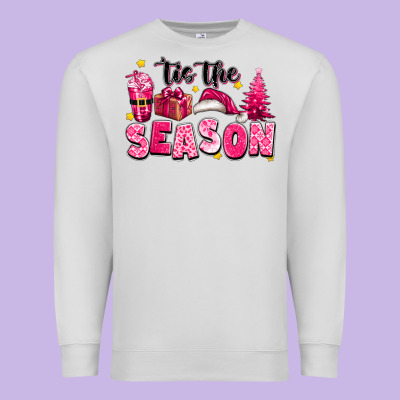Pink 'tis The Season Christmas Premium Sweatshirt Designed By Texasbilliewilder