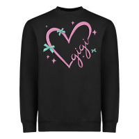 Black gigi with heart and ribbons Heavyweight Sweatshirt - MaliasSmallBusiness