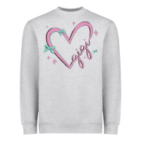 Heather Grey gigi with heart and ribbons Heavyweight Sweatshirt - MaliasSmallBusiness