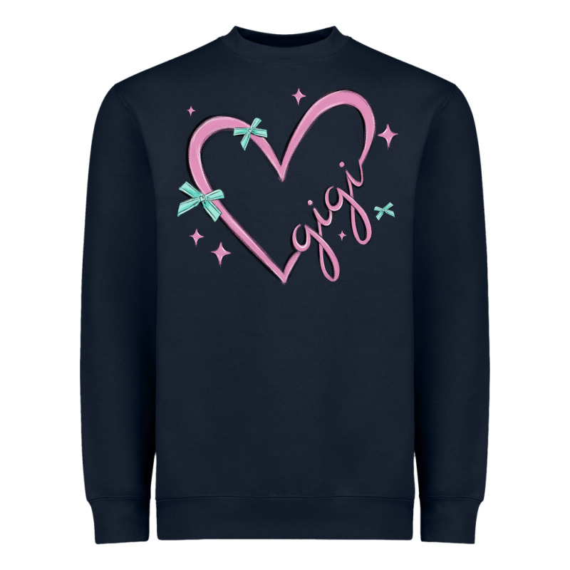 Gigi With Heart And Ribbons Heavyweight Sweatshirt by MaliasSmallBusiness | Teevron