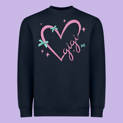 Gigi With Heart And Ribbons Heavyweight Sweatshirt Designed By Maliassmallbusiness