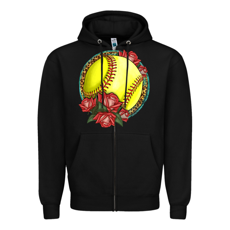 Western Softball With Roses Zipper Hoodie by LillyAllenDesigns | Teevron