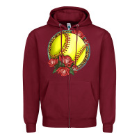Burgundy Western Softball With Roses Zipper Hoodie - LillyAllenDesigns
