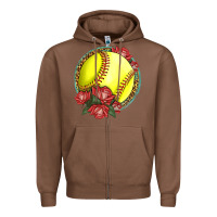 Chestnut Western Softball With Roses Zipper Hoodie - LillyAllenDesigns