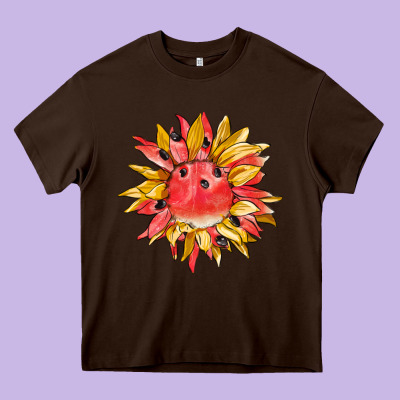 Watermelon Sunflower Heavy Core Tee Designed By Barkaloodesign