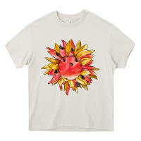 Cream watermelon sunflower Heavy Core Tee - BarkalooDesign