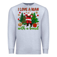 Heather Grey I love a man with a beard Christmas Premium Sweatshirt - NancyCooperArtShop