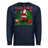 Navy I love a man with a beard Christmas Premium Sweatshirt - NancyCooperArtShop