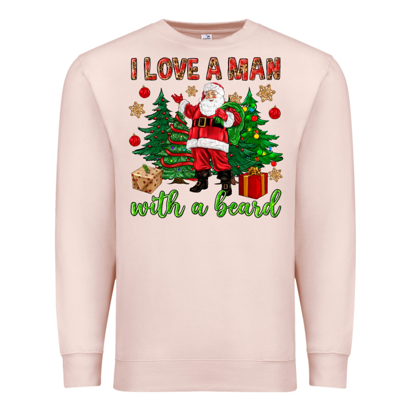I Love A Man With A Beard Christmas Premium Sweatshirt by NancyCooperArtShop | Teevron