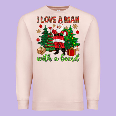 I Love A Man With A Beard Christmas Premium Sweatshirt Designed By Nancycooperartshop