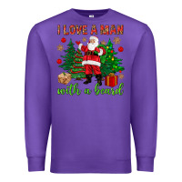 Purple I love a man with a beard Christmas Premium Sweatshirt - NancyCooperArtShop