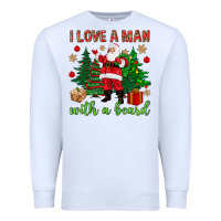 White I love a man with a beard Christmas Premium Sweatshirt - NancyCooperArtShop