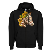 Black appaloosa horse with sunflowers Zipper Hoodie - LillyAllenDesigns