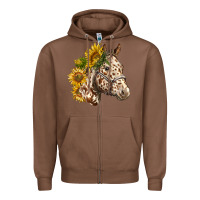 Chestnut appaloosa horse with sunflowers Zipper Hoodie - LillyAllenDesigns