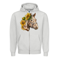 Dove Grey appaloosa horse with sunflowers Zipper Hoodie - LillyAllenDesigns