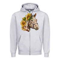 Heather Grey appaloosa horse with sunflowers Zipper Hoodie - LillyAllenDesigns