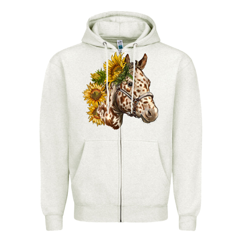 Appaloosa Horse With Sunflowers Zipper Hoodie by LillyAllenDesigns | Teevron