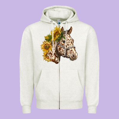 Appaloosa Horse With Sunflowers Zipper Hoodie Designed By Lillyallendesigns