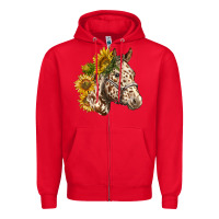 Red appaloosa horse with sunflowers Zipper Hoodie - LillyAllenDesigns