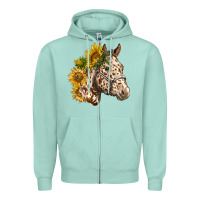 Seafoam appaloosa horse with sunflowers Zipper Hoodie - LillyAllenDesigns