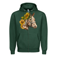 Sports Green appaloosa horse with sunflowers Zipper Hoodie - LillyAllenDesigns