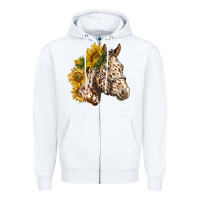 White appaloosa horse with sunflowers Zipper Hoodie - LillyAllenDesigns