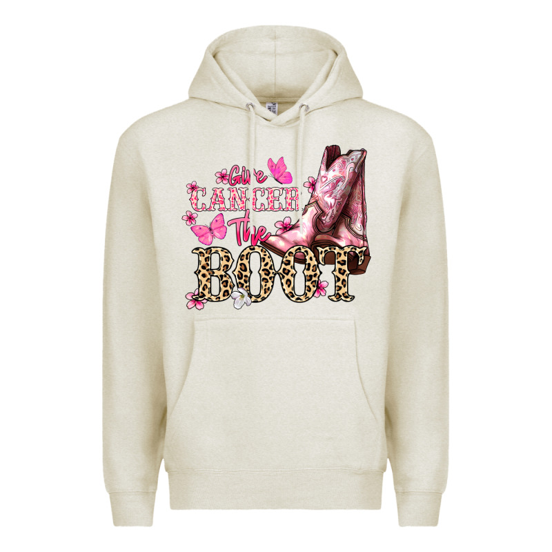 Give Cancer The Boot Cancer Awareness Premium Hoodie by HowdyJamesFarm | Teevron