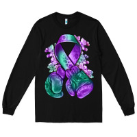 Black purple and green anal cancer with boxing gloves na Long Sleeve Tee - NancyCooperArtShop