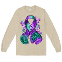 Mushroom purple and green anal cancer with boxing gloves na Long Sleeve Tee - NancyCooperArtShop