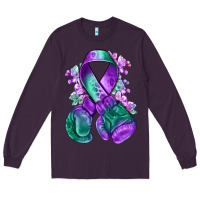 Plum purple and green anal cancer with boxing gloves na Long Sleeve Tee - NancyCooperArtShop