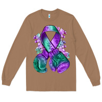 Purple And Green Anal Cancer With Boxing Gloves Na Long Sleeve Tee | Teevron