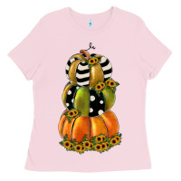 Bubblegum Pink pumpkin polka dot, sunflower Ladies Tee - JahusDesignShop