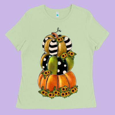 Pumpkin Polka Dot, Sunflower Ladies Tee Designed By Jahusdesignshop
